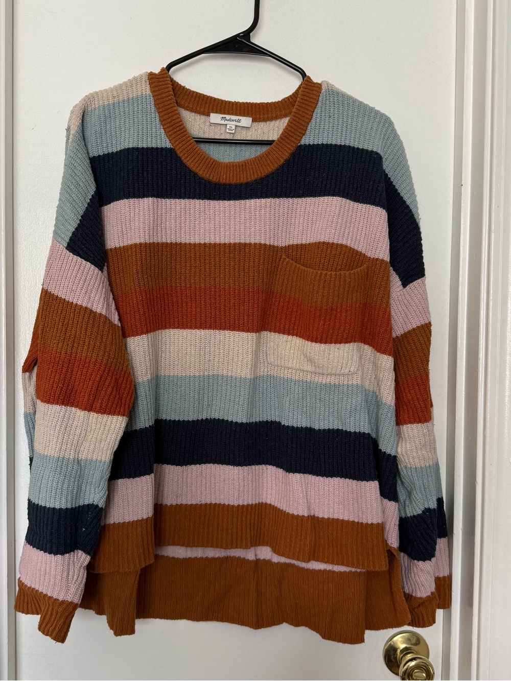 Madewell Striped Crewneck Sweater in Rust, Cream, Navy, Pink, & Powder Blue